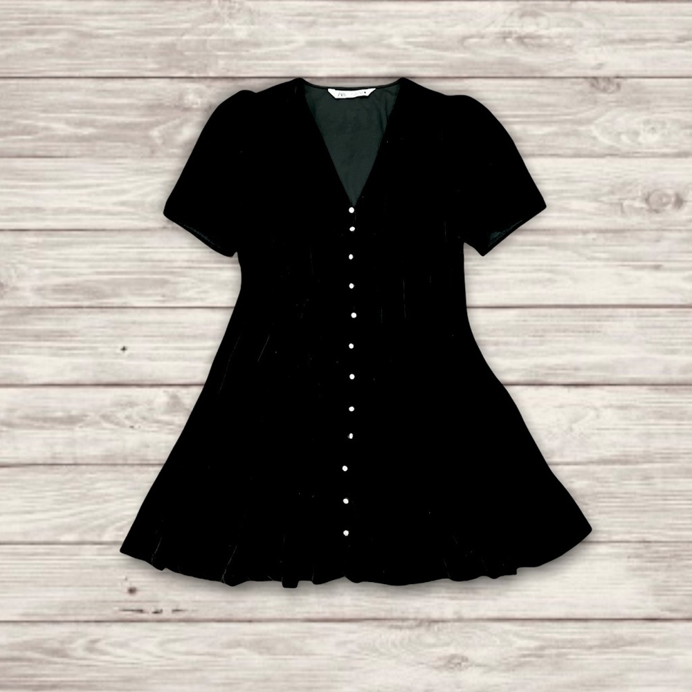 Zara Velvet Dress with Crystal Buttons